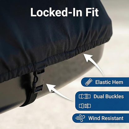 Roof Box Cover, Dimensions 93x37x18 inches, Made from Waterproof and UV-Resistant 420D Oxford Fabric. Suitable for Year-Round Outdoor use, Compatible with Thule, Yakima, and Perflex Brands.