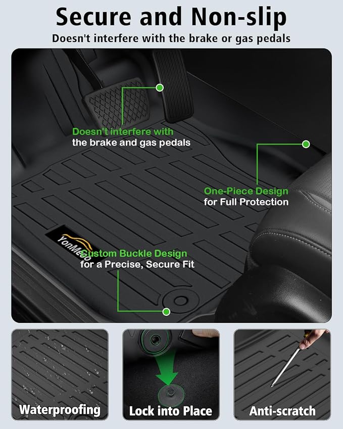 Floor Mats Custom for Subaru Outback 2026 All Weather TPE Rubber Protection 1st and 2nd Row Anti-Slip Floor Liners for Outback 2026 Accessories, Black