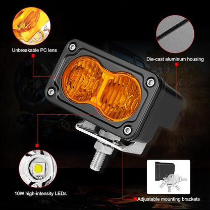 LED Pods Amber, 2PCS 40W 3 Inch Driving Light Amber Fog Light Waterproof Offroad Bumper Light Cube Super Bright Flood Work Light Pods for Truck ATV UTV SUV Motorcycle Boat
