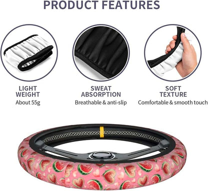 Watermelon Steering Wheel Covers Non Slip Neoprene Universal 15 Inch Steering Wheel Protector Car Cover for Men Women