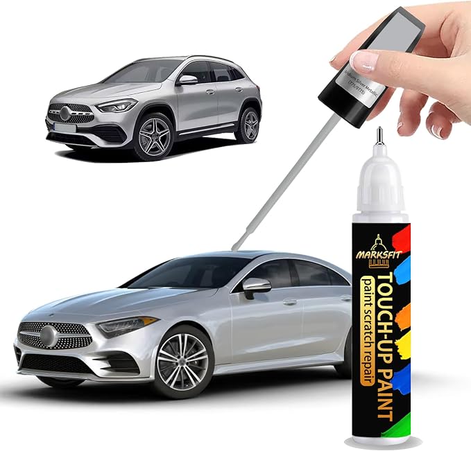 Iridium Silver Metallic(775/9775) Touch Up Paint For Mercedes Benz Exact Match-Chips and Nicks 2 in 1 Car Paint Pen Scratch Rapair for Mercedes Benz A/C/E/G/M/GL/GLA/GLB/GLC/CLS/SL/SLC