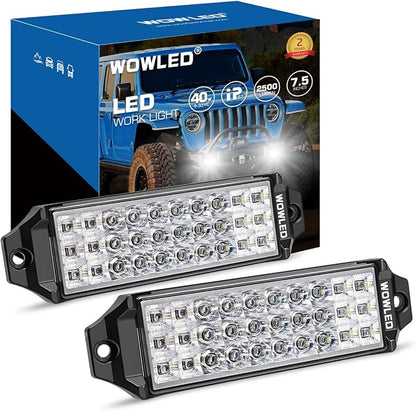 2 Pack Flush Mount LED Pod Lights, 7.5 Inch 40W Bumper Backup Reverse Spot Flood Combo Waterproof Off-Road Driving, LED Light Bar for SUV Truck ATV UTV Boat 12V 24V