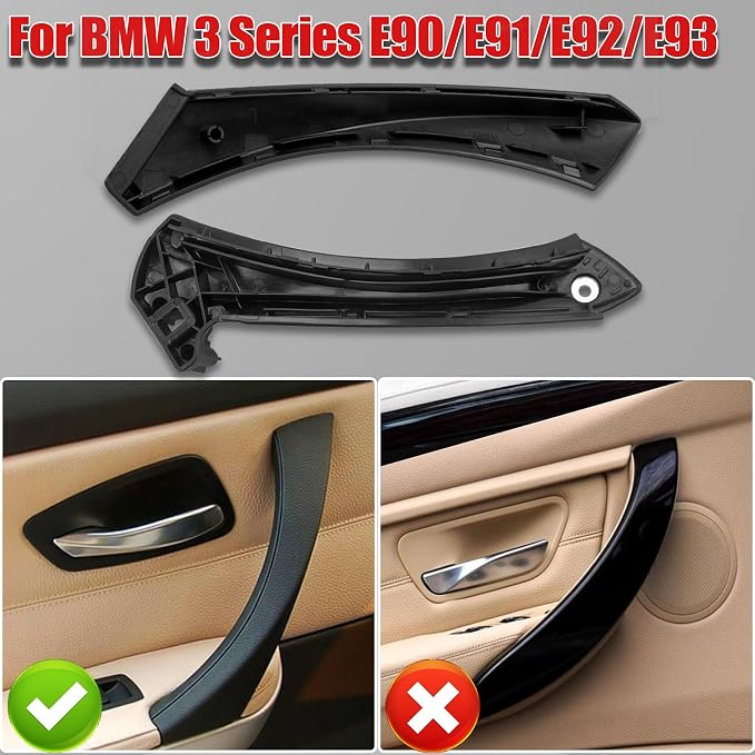 LIYYOO E90 Interior Door Handle Replacement Kit for BMW 3 Series 2004-2011 E90/E91/E92/E93 316i 318i 320i 323i 325i 328i 330i 335i,Door Pull Handles + Door Handle Cover (Right Side,Black)