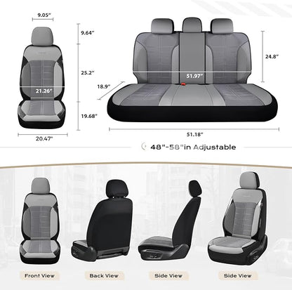 Coverado Air Mesh Seat Cover, Car Seat Cover Front Seats, 3D Breathable Seat Protectors Sports Carbon Fiber Design Airbag Compatible Comfort Universal for Most Cars, Van,Trucks, SUV, Grey