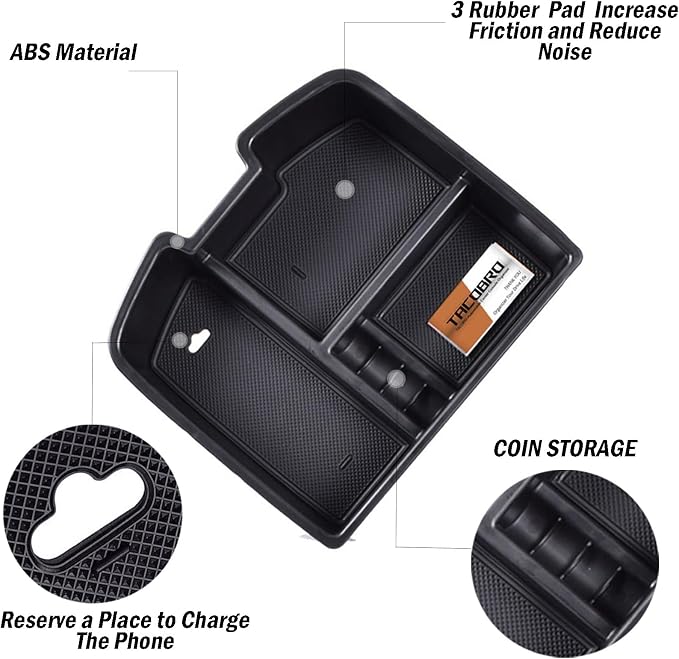 TACORBO Center Console Organizer Tray for 2007-2014 GMC Sierra 2500 3500 Accessories Yukon XL Silverado 2500 3500 Suburban 1500 Tahoe / 07-13 GMC Sierra 1500 Chevy Silverado Suburban 2500 Avalanche