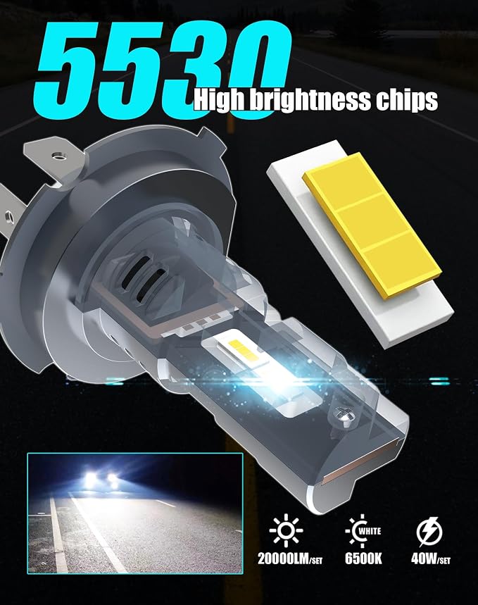 Bulb Combo for Toyota Sequoia 2001 2002 2003 2004 2005 2006 2007 | H4/9003 High Low Beam and H10/9145 Fog Lamp Bulbs, 20000Lm 40W 6500K Fan Cooling EMC Plug and Play, 4-Pack