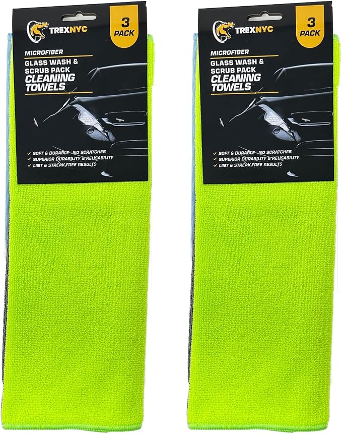 Microfiber Cleaning Cloth Set - Soft & Durable Cleaning Towels with Superior Durability & Reusability (2 Packs, Glass Wash & Scrub)