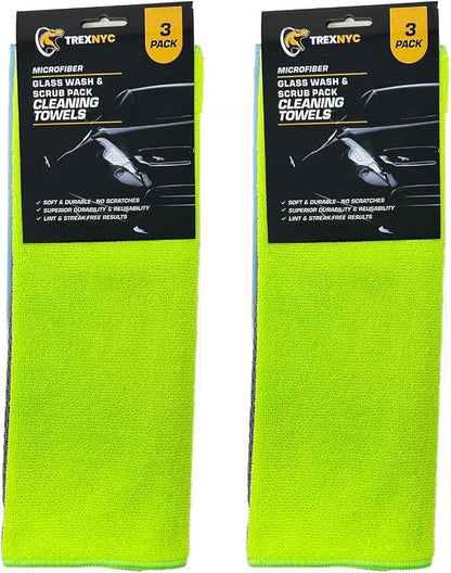 Microfiber Cleaning Cloth Set - Soft & Durable Cleaning Towels with Superior Durability & Reusability (2 Packs, Glass Wash & Scrub)