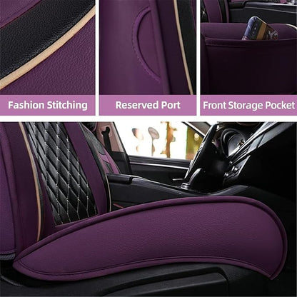 Car Seat Covers Front Seats, Super Luxurious Heavy Universal Duty Waterproof Leather Automotive Vehicle Cover for Cars SUV Pick-up Truck, Non-Slip Seat Pink Car Accessories (2 PCS Front/Purple)