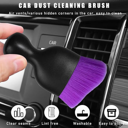 Dickno 2PCS Car Interior Dust Brush, Soft Scratch Free Auto Detailing Brushes, Universal Vehicle Interior Cleaning Tool for Automotive Dashboard, Air Vents, Leather (Pure Purple)