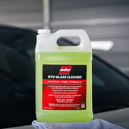 Malco Ready-To-Use Glass Cleaner - Streak-Free Removal of Dirt, Grease, Oils, & Bug Debris from Glass, Chrome, Tile, Stainless Steel, Vinyl, Rubber/Ammonia-Free & Tint Safe / 1 Gallon (107901)