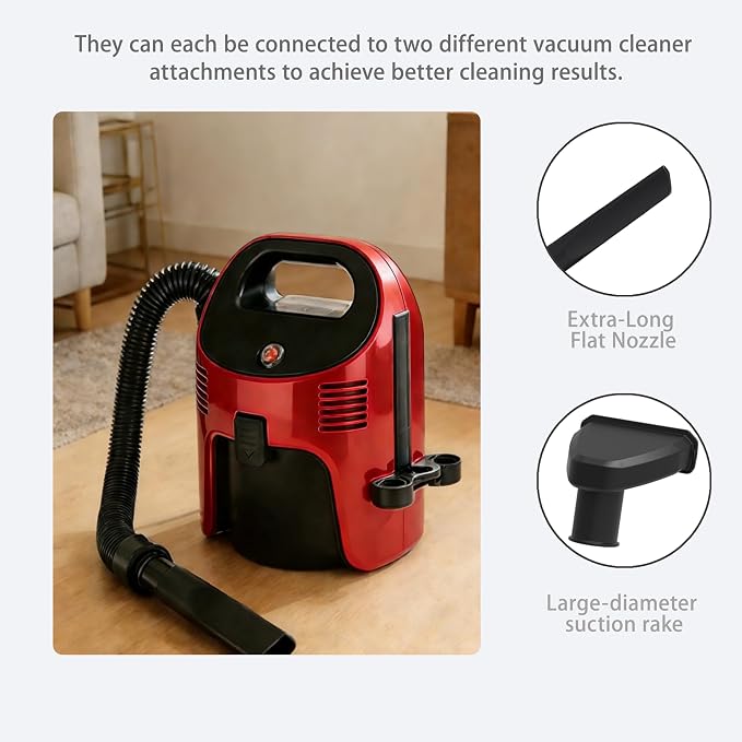 Portable Wet/Dry Vacuum, 2-Gallon, Small Shop Vacuum，Corded, Compact Wet/Dry Vacuum for Pets & Cars, Black-Red Elf