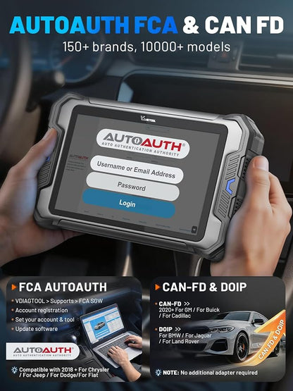 VDIAGTOOL Bidirectional Scan Tool VD80 BT Lite, 2026 8" Wireless Full System OBD2 Scanner Diagnostic Tool with 28+ Resets, ECU C0ding, Oil/Brake/BMS/SAS, FCA, CAN FD & DoIP, 2 Years Free Update