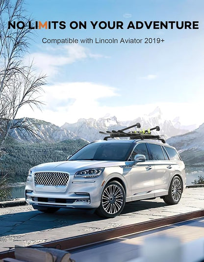 Roof Rack Cross Bars 300lbs Compatible with Lincoln Aviator 2019 2020 2021 2022 2023 2024 2025 2026，Heavy Duty Aluminum Lockable Roof Rails Crossbars Cargo Canoe Black Rooftop Cargo Carrier Luggage.