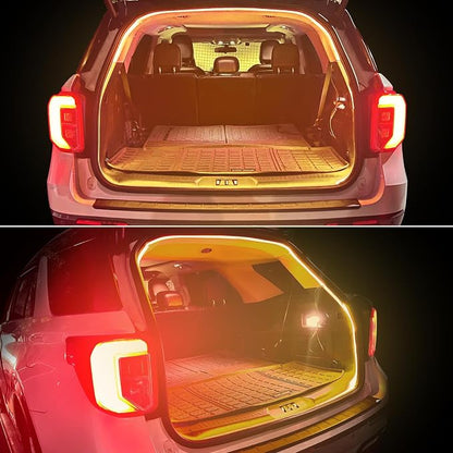 HOLDCY Car LED Strip Lights - Trunk Cargo Ambient Lighting, Warm Yellow 3500K, 118.11 inches Flexible Cuttable LED Light Strip, Easy Install, Waterproof, Universal Fit for Car Trunks, SUVs, and Vans