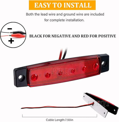 PSEQT 10 Pcs LED Rock Strip Lights Car Underglow Wheel Fender Well Lighting Kits Waterproof for Golf Cart Wrangler Offroad Truck RV UTV ATV Snowmobile (Red)