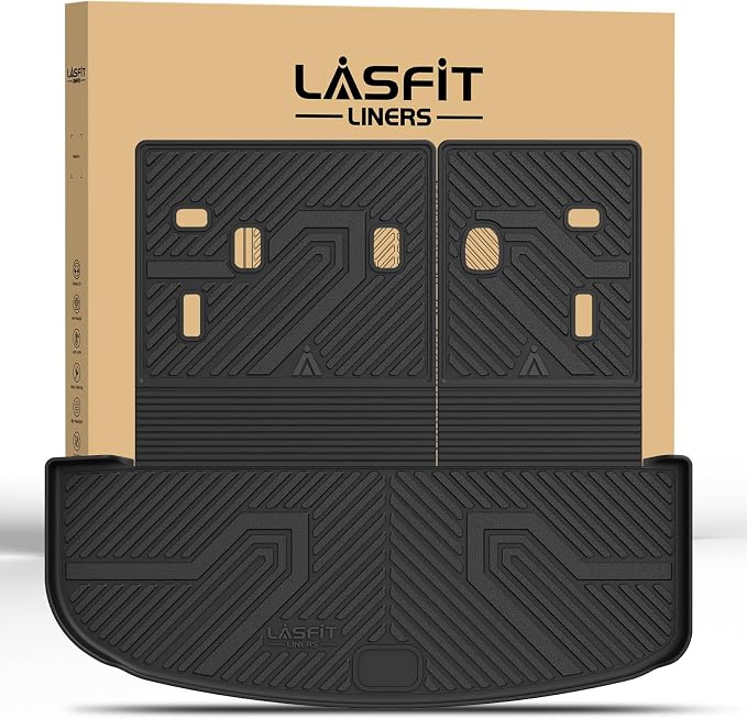 LASFIT Cargo Mat & Backrest Mats for Kia Telluride 2025 2024 2023 2022 2021 2020, All Weather TPE Custom Fit Trunk Mats & Seatback Mats Accessories for Kia Telluride 2020-2025, Black