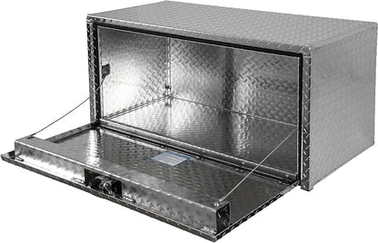 Buyers Products 1705105 Silver Diamond Tread Aluminum Underbody Truck Box with T-Handle Latch, 18 x 18 x 36 Inch, Durable Contractor Toolbox For Organization And Storage, Job Tool Chest