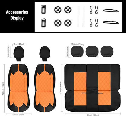 CAROMOP Luxury PU Leather Car Seat Covers Front Set, Anti-Stain Waterproof Automotive Seat Covers for Cars, Universal Car Interior Covers Seat Protectors for SUVs Pick-up Trucks(Orange Brown)
