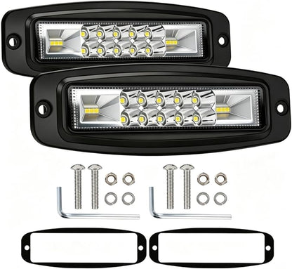 7 Inch Flush Mount LED Pods Flush Mount Led Light Bar Off Road Lights | 2PCS 60W Spot Flood Combo Beam Bumper Grill Mount LED Reverse Lights Fog Lights Backup Lights Driving Light for 4x4 Truck SUV
