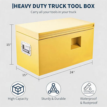 IDEALHOUSE Truck Bed Tool Box and Trailer Tongue Box - 30" Black Steel Storage Chest for Pickup Trucks, RVs, Trailers, Vans, 24"x 15"x 15"