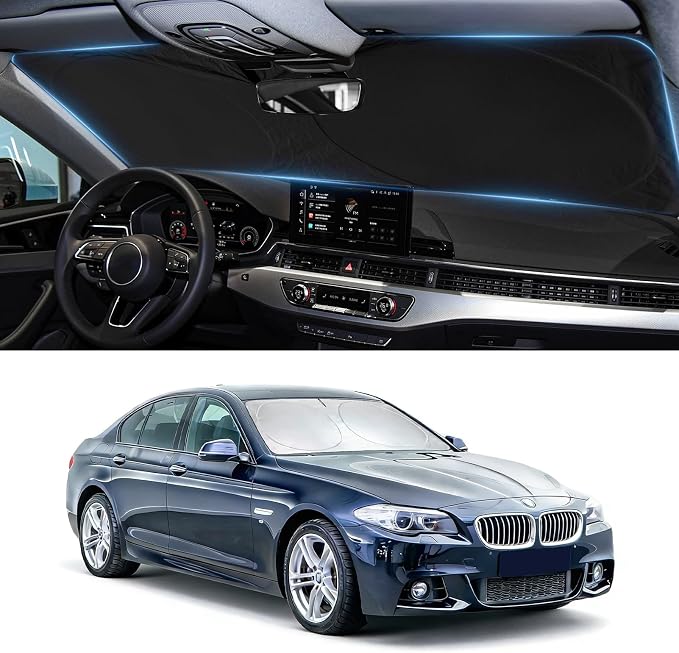 for BMW 5-Series Windshield Sun Shade Sunshade Custom Fit for BMW 5 Series G30 G31 2011-2016 Windshield Cover for 530i, 530e, 545i, 550i 525i, 528xi, Front Window Shield Protector