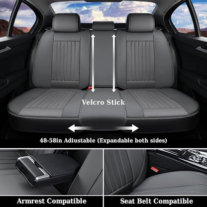 Coverado Car Seat Covers Full Set, Gray Car Seat Cover, Seat Covers for Cars, Waterproof Car Seat Protector, 5 Pieces Nappa Car Seat Cushion, Car Seat Covers Front Seats and Back Fit for Most Cars