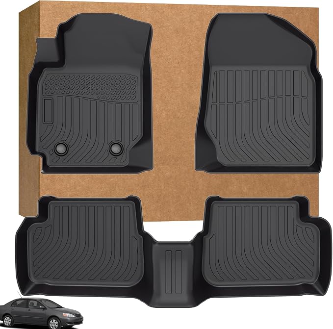Floor Mats for Toyota Corolla 2003 2004 2005 2006 2007 2008, NOT Fit for with Rear Seat Vents, Custom Fit TPE Waterproof Corolla Mats, Corolla Mats Accessories for Man Woman