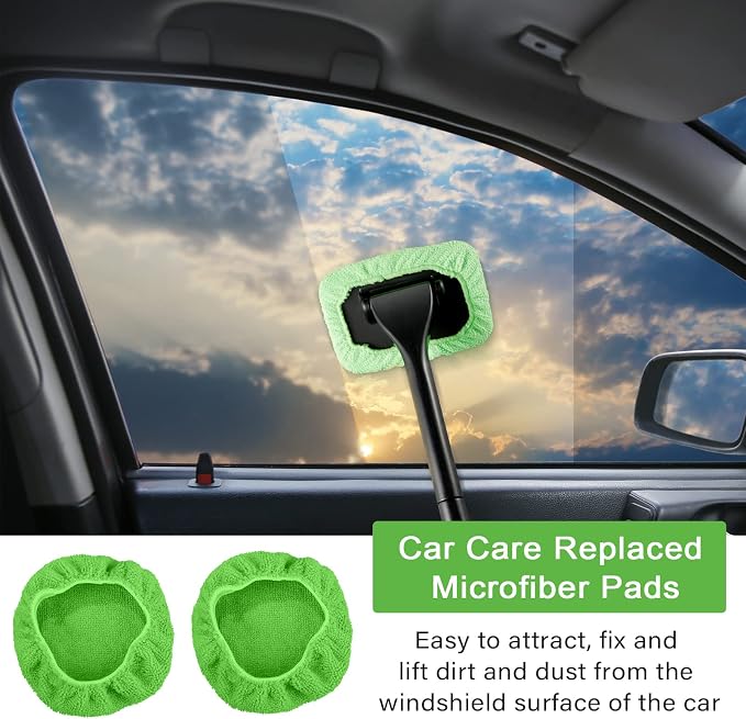 Tallew 20 Pack Windshield Cleaner Microfiber Pads Fit Car Window Cleaning Tool Replaceable Glass Wipes Inside Car Windshield Supplies, Fits 4-6 Inch Tools, 4 Colors