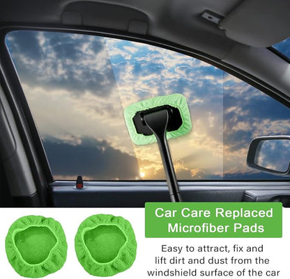Tallew 20 Pack Windshield Cleaner Microfiber Pads Fit Car Window Cleaning Tool Replaceable Glass Wipes Inside Car Windshield Supplies, Fits 4-6 Inch Tools, 4 Colors