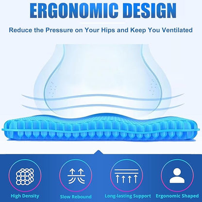 Gel Seat Cushion - Non-Slip Egg Seat Cushion Chair Pads - Office Chair Car Seat Cushion for Sciatica & Back Pain Relief - Coccyx Cushion for Home, Wheelchair, Computer, Desk Chair, Truck