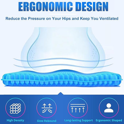20" Gel Seat Cushion for Long Sitting Pressure Relief(Jumbo&Thick) - Wheelchair Cushion for Pressure Sores - Back, Sciatica & Tailbone Pain Relief Cushion- Non-Slip Butt Pillow for Office, Home, Car