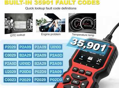 V519 OBD2 Scanner Diagnostic Tool, Car Code Reader with 35,901 Built-in DTC Lookup, Check Engine Light Reader, Live Data, I/M Readiness, Battery Voltage Test, for 1996+ Vehicles