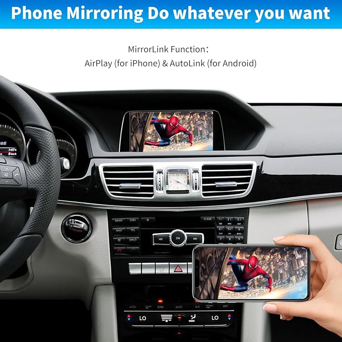 Road Top Wireless CarPlay Interface Decoder for Mercedes-Benz NTG4.5/4.7 | For E-Class W212 E Coupe C207 2012-2015, NTG4.5/4.7, Support Wireless Carplay, Android Auto, MirrorLink