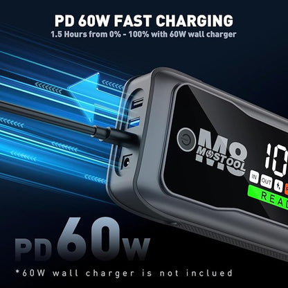 MOSTOOL 5000A Car Jump Starter, 12V Portable Battery Booster with LED Display, Fits All Gas Engines and Up to 10.0L Diesel Engines,Gray