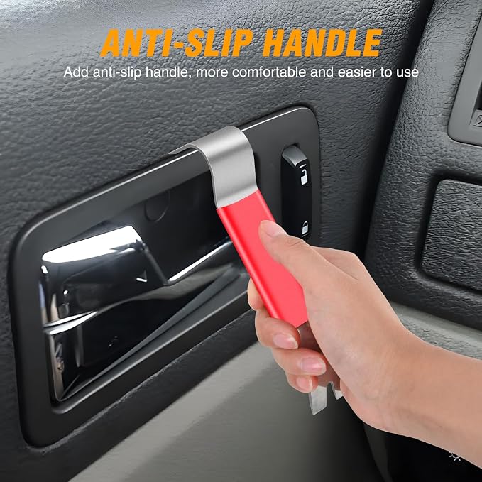 GOOACC 11PCS Trim Removal Tool Kit, Metal & Nylon Pry Tools Set for Car Door Panel, Dashboard, Audio, Clips, Fastener Remover w/Storage Box – Red