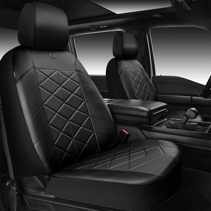 CAR PASS Memory Foam Leather Front Seat Covers, Perforated Nappa Leather Car Seat Covers Front Seats, Universal Fit for Cars, SUV, Trucks, Luxury Comfort Breathable, Thick 3D Foam Leather All Black