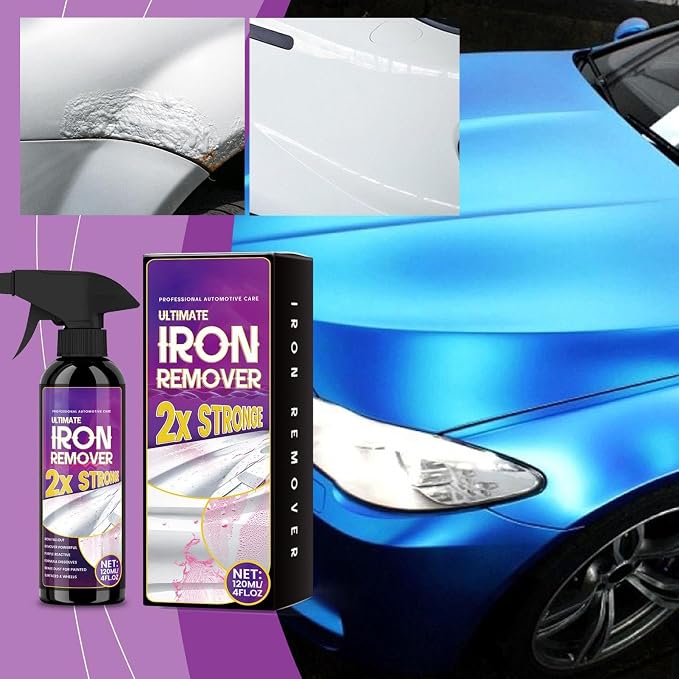Rust Remover Spray for Metal, Car Rust Remover, 120ml Wheel Cleaner Spray, Multipurpose Iron Stain Removal for Car Detailing, Paint Wheels RV Boat Motorcycle