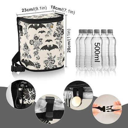 senya Car Trash Can Car Garbage Can Car Waste Basket,Leak-Proof Car Trash Bin, Car Trash Hanging Car Accessories Gothic Floral and Bat Interior Car Organizer Bag