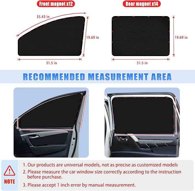 ZATOOTO Suede Car Window Shades 4PCS - Car Window Covers for Ultimate Privacy, UV Protection, and Heat Insulation, Side Window Sun Shade Perfect for Camping, Travel, Baby Safety, and Daily Use