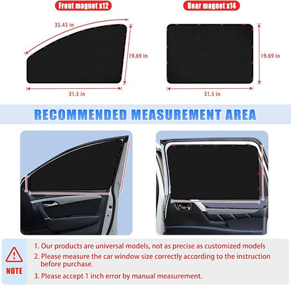 ZATOOTO Suede Car Window Shades 4PCS - Car Window Covers for Ultimate Privacy, UV Protection, and Heat Insulation, Side Window Sun Shade Perfect for Camping, Travel, Baby Safety, and Daily Use