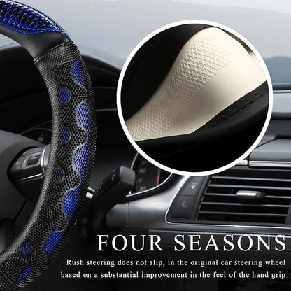 Car Steering Wheel Cover, 15 Inch Anti-Slip Steering Wheel Cover Protector with 3D Honeycomb Design, Universal Steering Wheel Covers for Cars Truck SUV, Car Accessories (Blue)