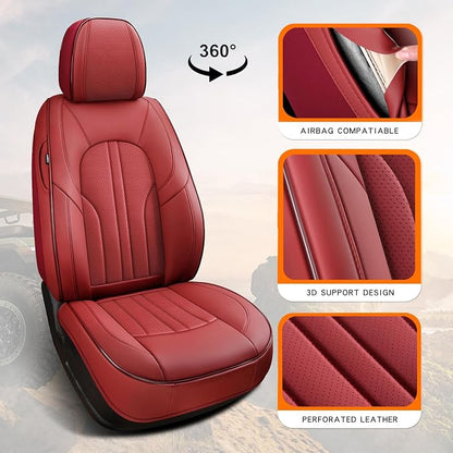Red Car Seat Covers,Leather Car Seat Cover, Waterproof Seat Covers Full Set