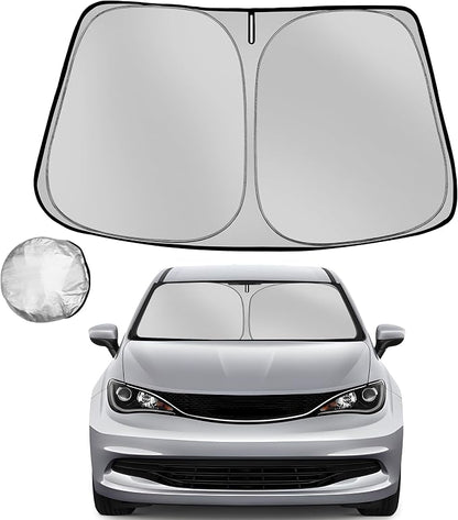 Windshield Sun Shade for 2017-2025 2026 Chrysler Pacifica Minivan Foldable Sun Sunshade for Car Front Window Blocks UV Rays and Heat Automotive Interior Protector Custom Fit Accessories