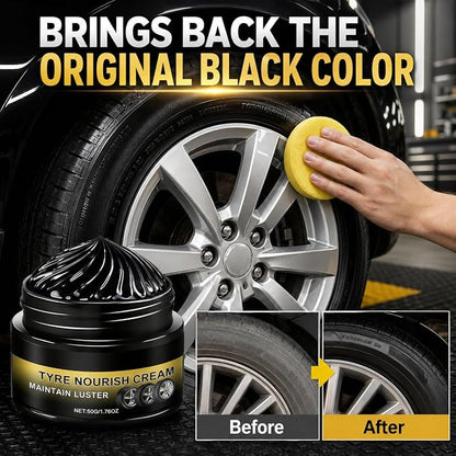 Tyre Nourish Cream, Advanced Tire Wax Black for Ultimate Wheel Shine, Long-Lasting Ceramic Tire Coating, Waterproof and UV Protection Tire Polish Paste for Cars, Trucks and Motorcycles