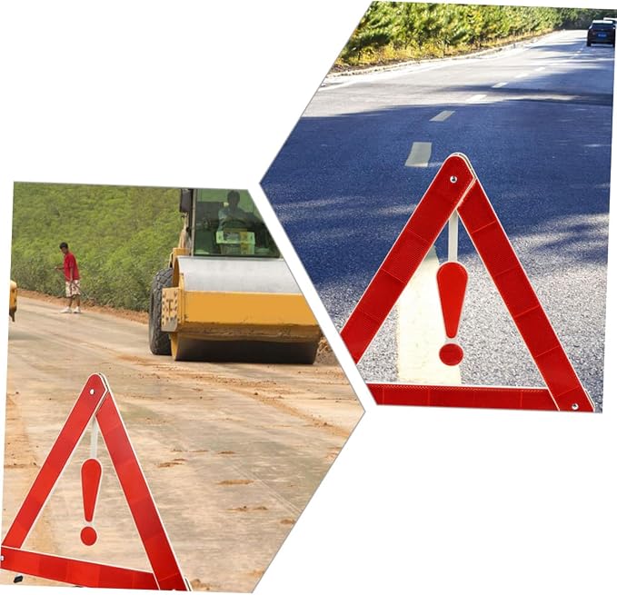 Unomor 4pcs Auto Safety Warning Signs Car Warning Triangle Kit Material Easy to Store Firm Structure for Vehicle Maintenance Construction