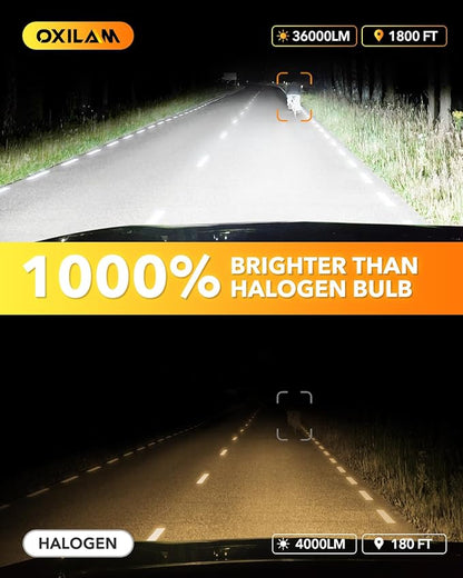 OXILAM Upgraded 9003 H4 HB2 LED Bulbs, 1000% Brightness Boost, 6500K Cool White, Direct Replacement, Pack of 2