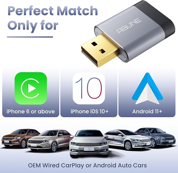 2025 Mini Wireless CarPlay Adapter for iPhone & Android Auto, Easy to Use Bluetooth Dongle with Fast Stable Connection, Converts Wired to Wireless Car Play Adapter, for 2016+ Vehicles with USB-A/C