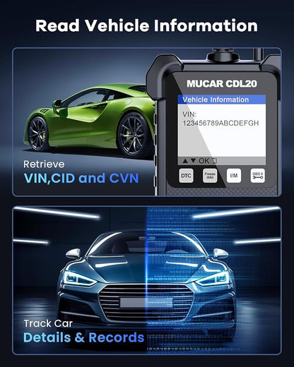MUCAR CDL20 Universal OBD2 Scanner, Check Engine Car Code Reader with Full OBD2 Functions, Vehicle Info/MIL/EVAP/Freeze Frame/DTC Library, Diagnostic Scan Tool for All OBD II & EOBD Cars After 1996
