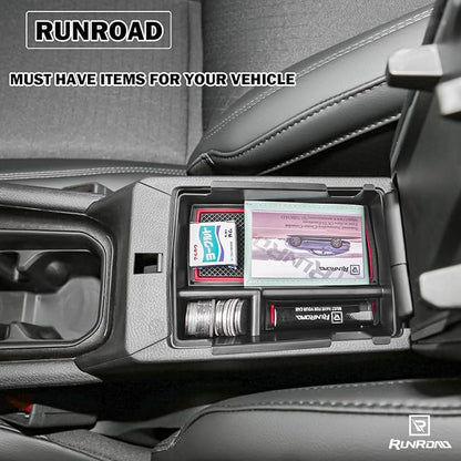 RUNROAD Center Console Organizer Tray Compatible with Jeep Compass 2022 2023 2024 2025 Accessories, Coin Holder Armrest Tray Secondary Storage Box Insert Console Organizer Card, Red (NOT For Ltd)